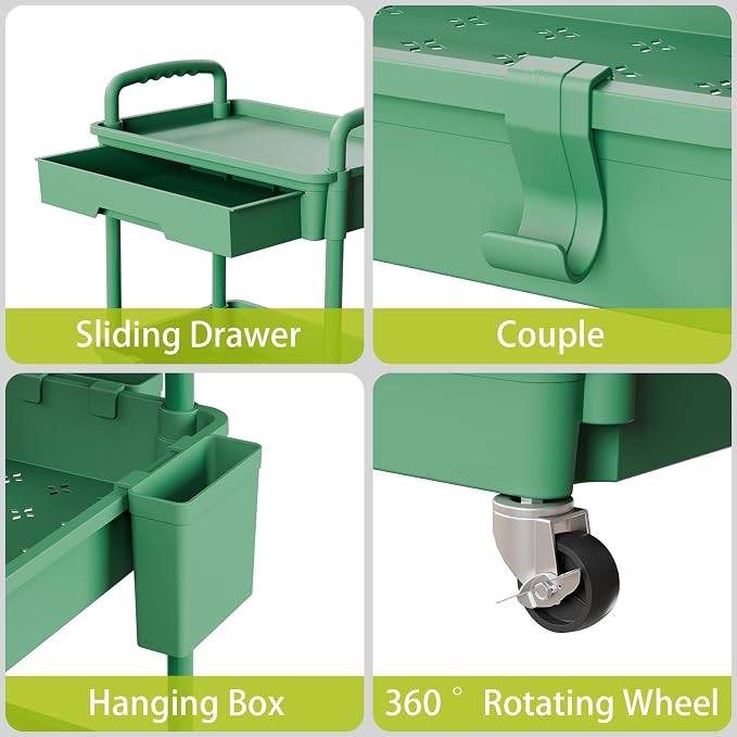 3 Tier Rolling Cart Organizer, Laundry Room Bathroom Organizers and Storage - Image 4