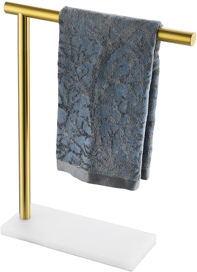 JQK Hand Towel Holder Stand Brushed Gold, Modern Tree Rack Free Standing by Homeimprovement