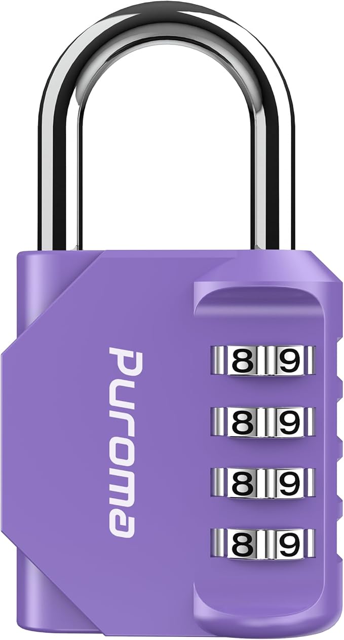 Puroma 1 Pack Combination Lock for Locker 4 Digit Outdoor Waterproof Padlock by Puroma