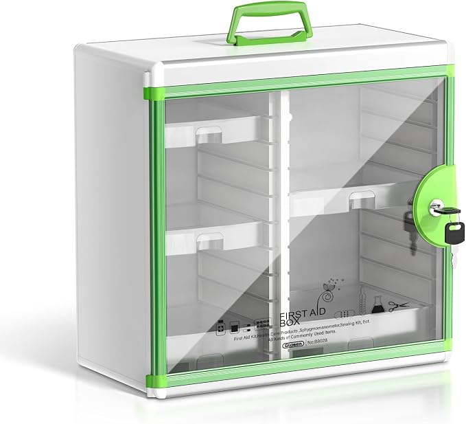 Glosen Medicine Cabinet Locking Medicine Cabinet Wall Mounted【 Green 13.6 x by Glosen