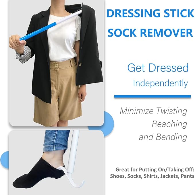 35.5 Inch Long Handled Shoe Horn, Dressing Stick, Sock Remover Aid Helper - Image 3