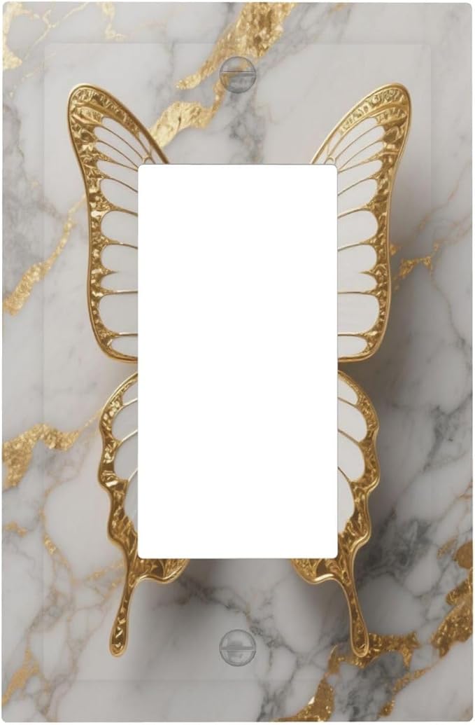 Gold Marble Shine Butterfly Abstract Modern Print Decorative Outlet Covers 1 by Unknown