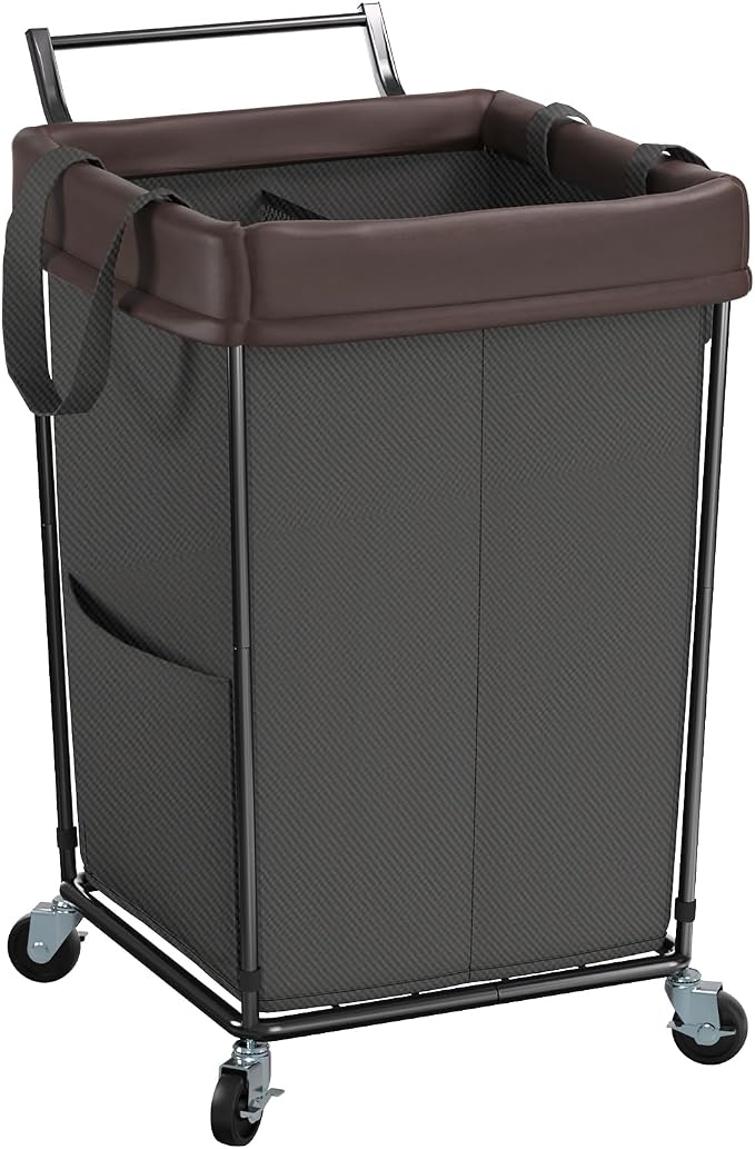 160L Laundry Hamper with Wheels and Handle, 2 Section Large Rolling Laundry by Mefirt
