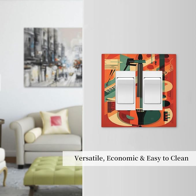 Decorative Outlet Covers Violin Abstract Jazz Colorful Painting 2 Gang Double - Image 7