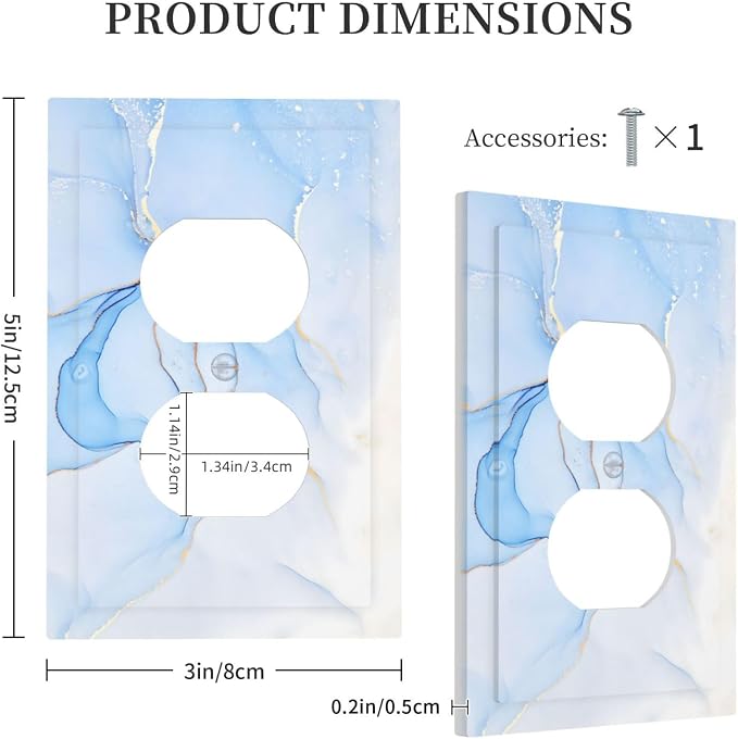 Modern Art Blue Gold Marble Abstract Luxury Print Outlet Covers 1 Gang Duplex - Image 5