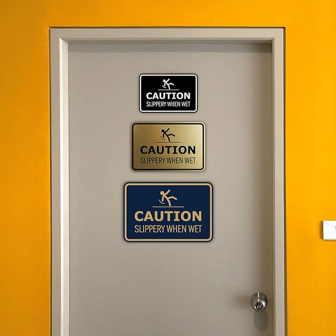 Signs ByLITA Classic Framed Caution: Slippery When Wet Door or Wall Sign Easy - Image 5