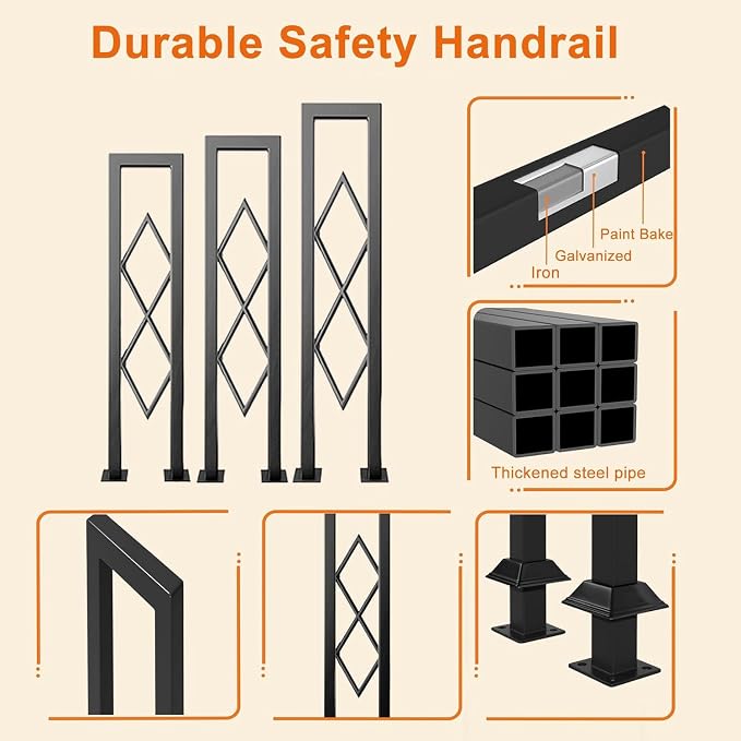 U-Shaped Stair Handrail, Porch Deck Loft Corridor Safety Non-Slip Support Poles - Image 6
