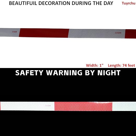 Red and White Reflective Tape Outdoor Waterproof 1 inch X 74 feet, High - Image 3