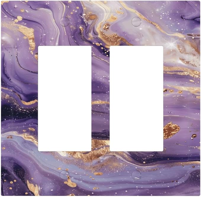 Luxury Marble Texture Purple And Gold Abstract Print Decorative Outlet Covers 2 by Unknown
