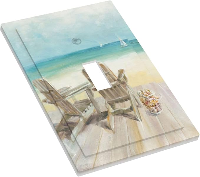 Light Switch Cover Beach Beach Chair Seascape Blue Ocean 1 Gang Wall Plate - Image 3