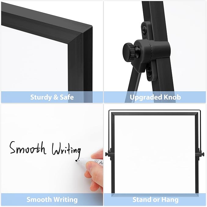ARCOBIS Small WhiteBoard with Stand 10" X 10", Magnetic Double-Sided Dry Erase - Image 4