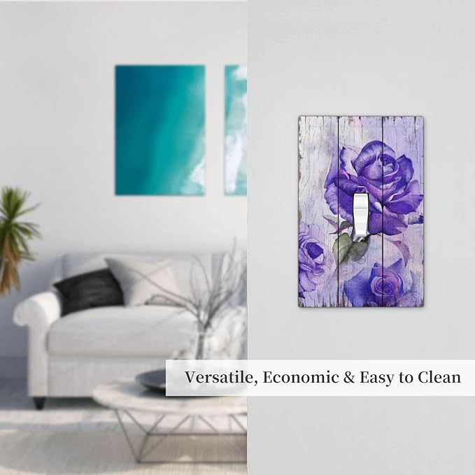 Light Switch Cover Purple Rose Flower Rustic Wood Plank 1 Gang Wall Plate Cover - Image 7