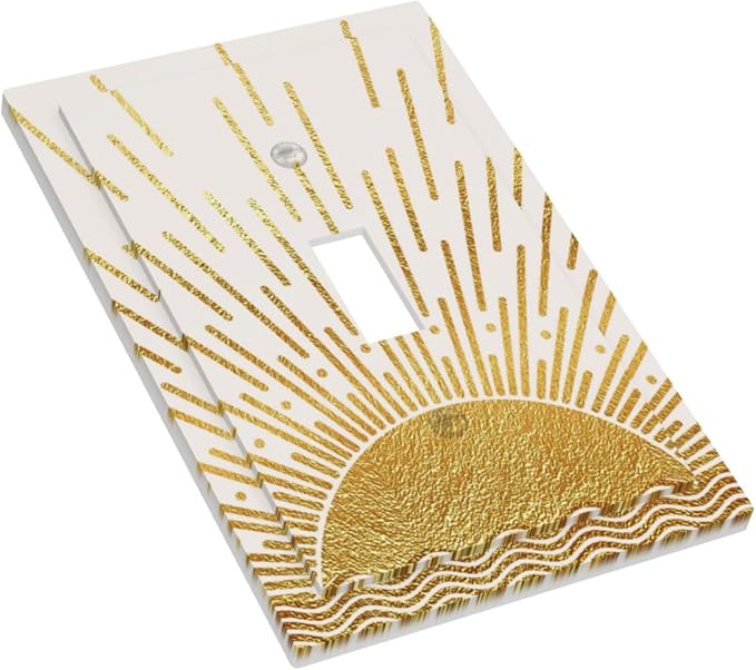 Mid Century Boho Golden Sun Sunrise Sunset Decorative Light Switch Cover 1 Gang - Image 3