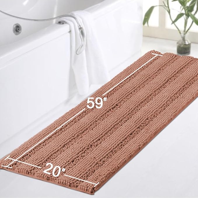 Turquoize Bathroom Runner Rug Extra Long Chenille Area Rug Non-Slip Bath Room - Image 2