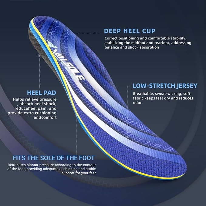 VALSOLE Plantar Fasciitis Arch Support Insoles, 210lbs+ Heavy Duty Support Pain - Image 3