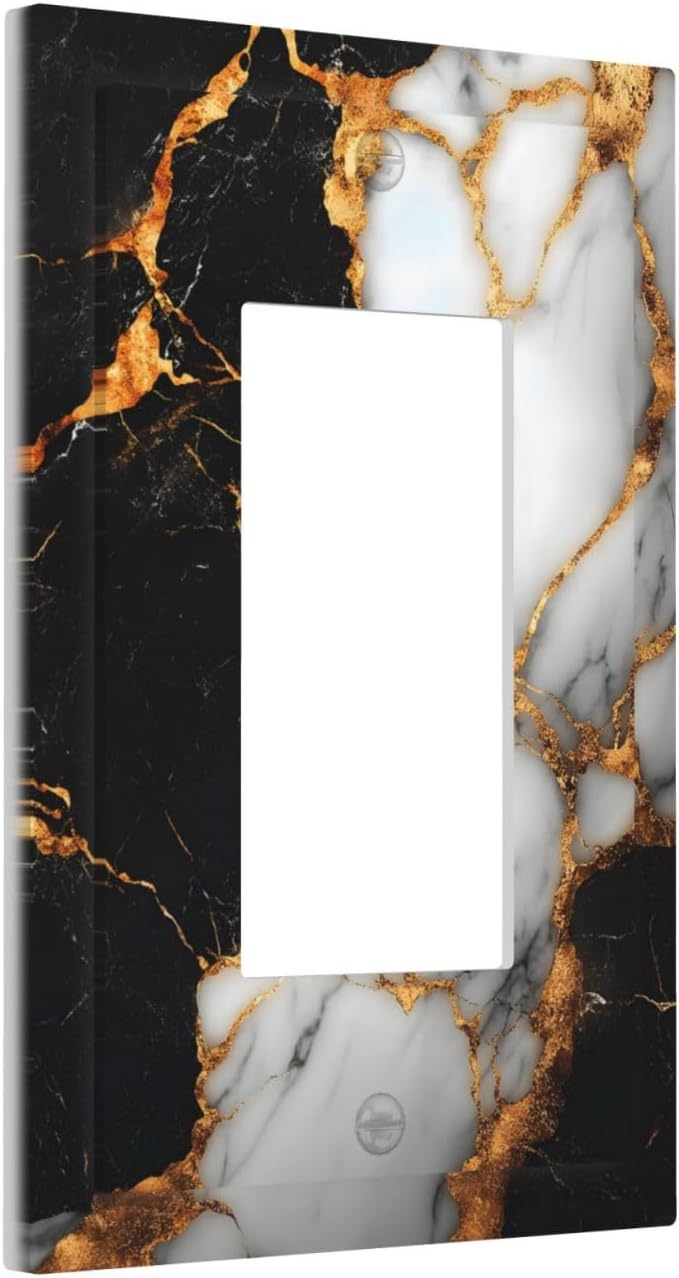 Decorative Outlet Covers Black Gold Marble 1 Gang Rocker Light Switch Cover - Image 2
