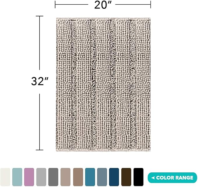 Turquoize Bathroom Rugs Shaggy Chenille Bath Rug Non Slip Thick Shaggy Bath Mats - Image 2