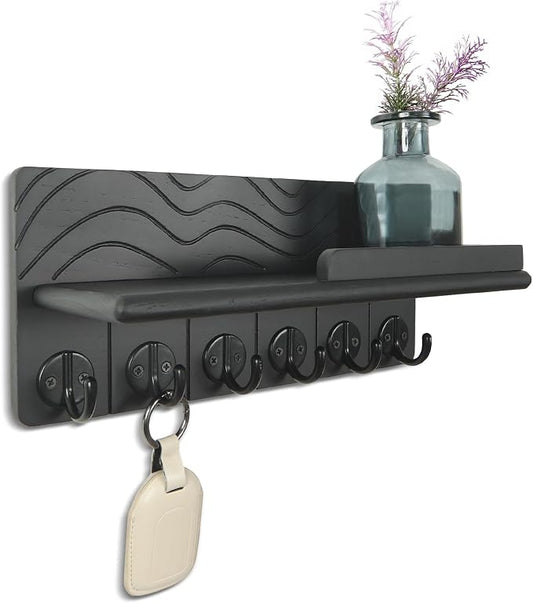 Key Holder Wall Decor-11.8" Solid Ash Wood Entryway Organizer by Unknown