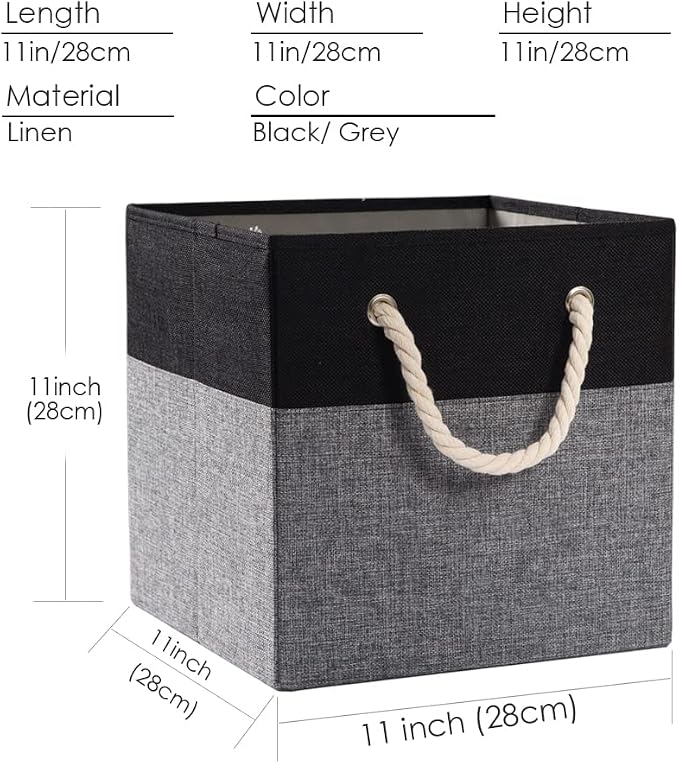 PRANDOM Large Foldable Cube Storage Bins 11x11 inch Fabric Linen Storage - Image 6