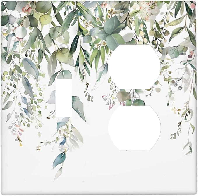 Sage Green Watercolor Eucalyptus Leaves Floral Flowers Wallplates 1 Toggle 1 by Unknown