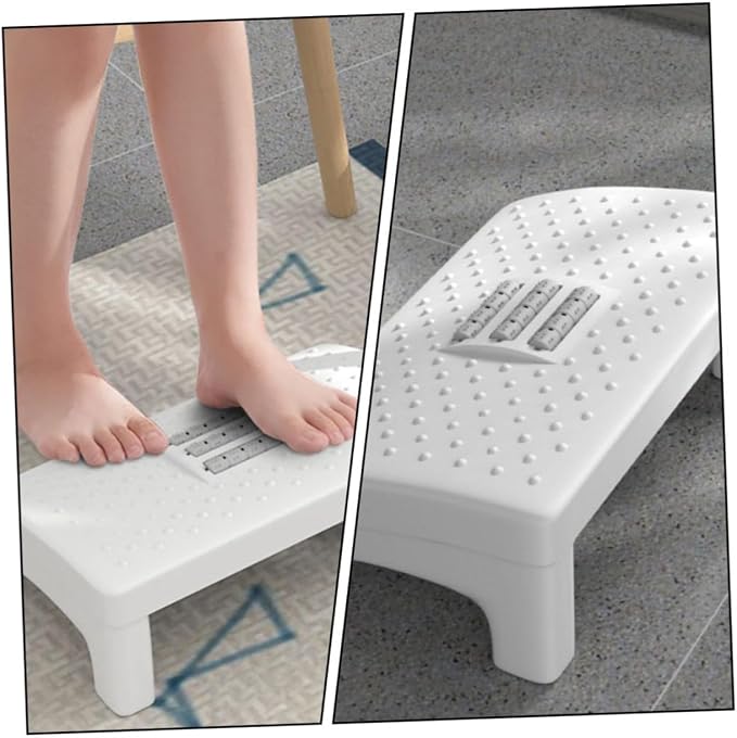 Household Footstool White with Massage Rollers Office Foot Rest Stool Ergonomic - Image 3