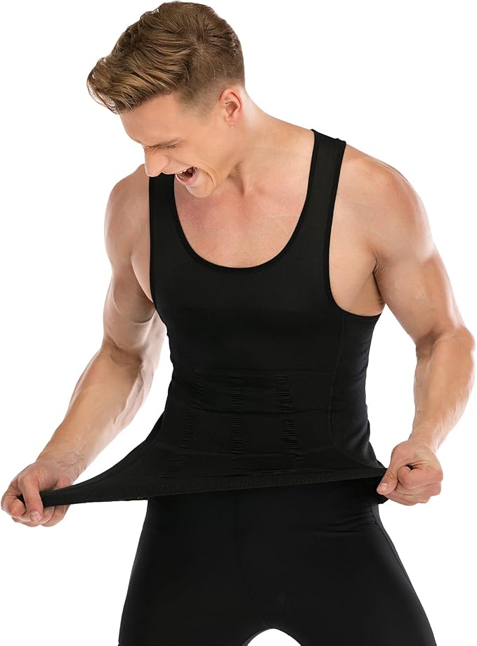 Mens Compression Shirt to Hide Gynecomastia Moobs Slimming Body Shaper Vest by SZKANI