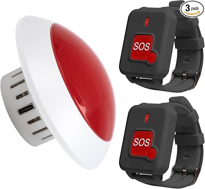 Wireless Caregiver Pager Watch Call Button Strobe Light System by CYSSJF