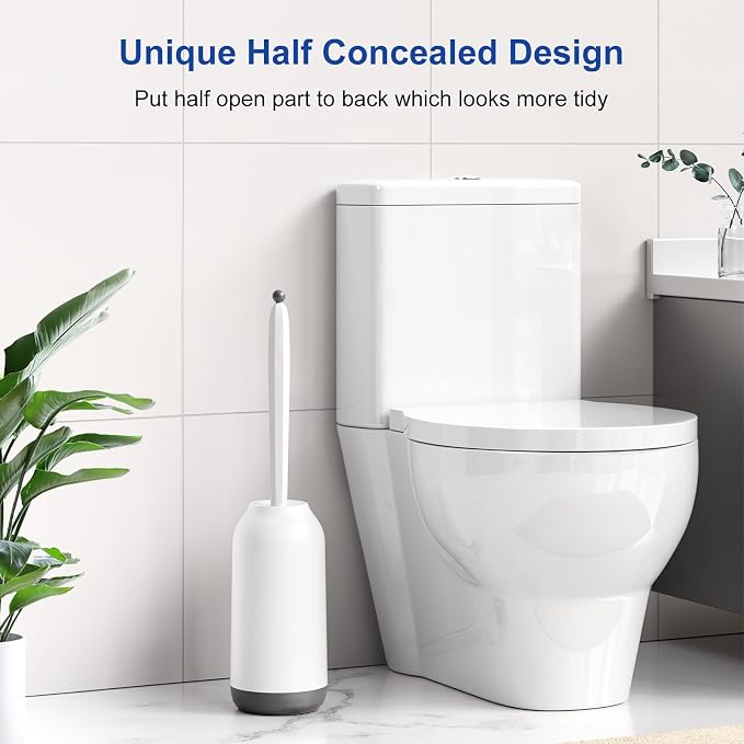 HAMITOR Toilet Bowl Brush Holder Set: Deep Cleaning Silicone Toilet Cleaner - Image 6