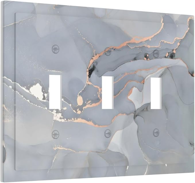 Gray And Gold Marble Abstract Luxury Print Decorative Switch Plates 3 Gang Wall - Image 2
