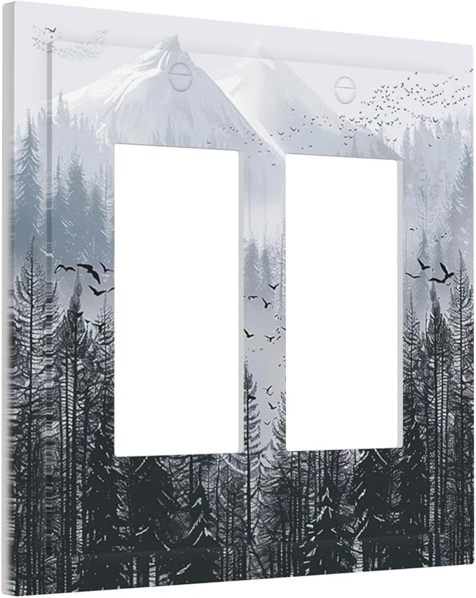 Misty Forest Nature Tree Mountain Birds Decorative Outlet Covers 2 Gang Double - Image 2