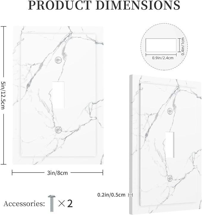 Luxurious White Marble Abstract Print Decorative Light Switch Cover 1 Gang - Image 5