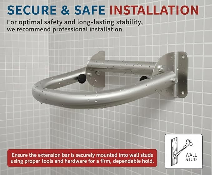 Extend-A-Hand Grab Bar Extension 12"x12"| Heavy-Duty Bathroom Safety Handrail - Image 4