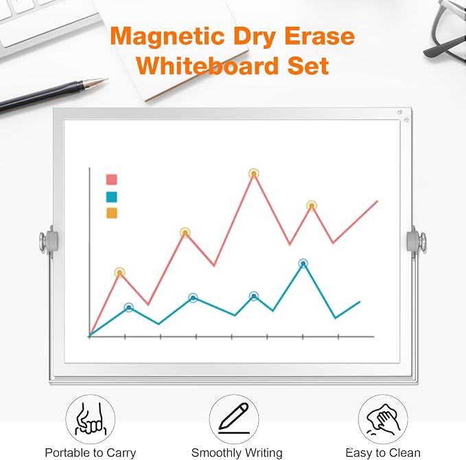 Dry Erase White Board, Dry Eease Board Mini Easel Double Sided on Table Top - Image 5