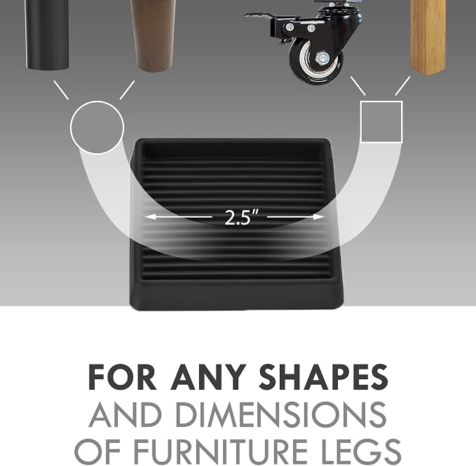 2.5X2.5 Rubber Caster Cups, Non Slip Furniture Pads, Anti-Slip Gripper - Image 2