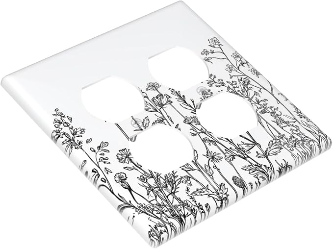 Outlet Covers Floral Wildflower Rustic Plant Leaves 2 Gang Double Duplex - Image 3