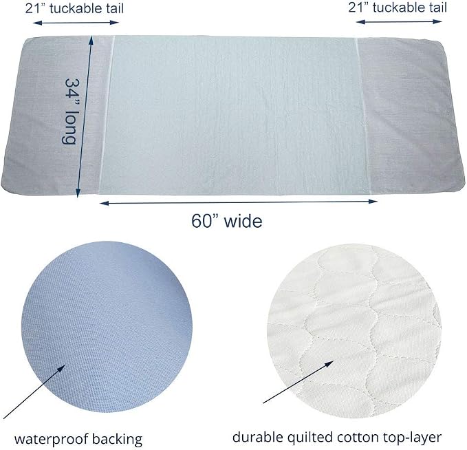 Pack of 2 Cotton Top-Layer Reusable Tuckable Underpads Incontinence Bed Pads - Image 4