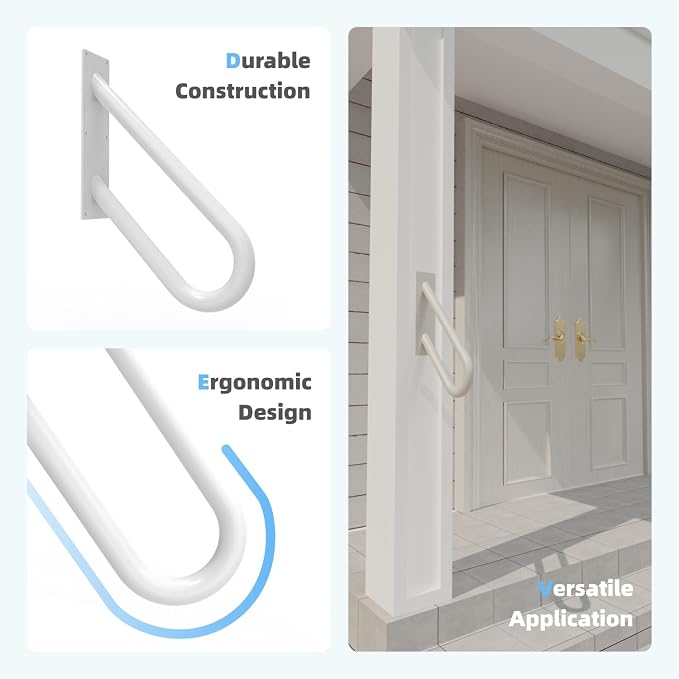Handrails for Outdoor Steps Wall Mount, Railings for 1-2 Steps, U-Shaped - Image 4