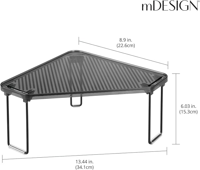 mDesign Plastic/Steel Corner Stackable Rack, Storage Organizer Shelf - Image 3