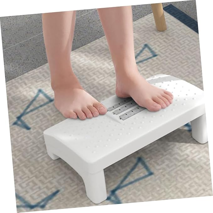 Household Footstool White with Massage Rollers Office Foot Rest Stool Ergonomic - Image 7
