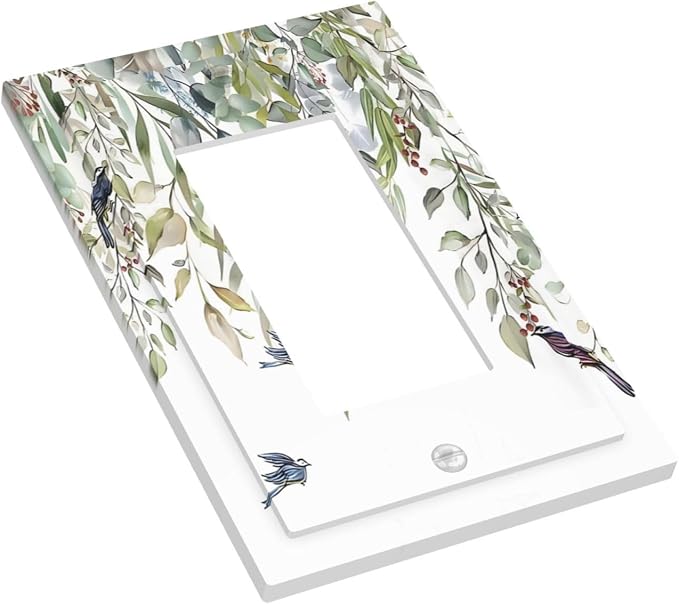Green Leaf Eucalyptus Leaves Floral Bird Butterfly Decorative Outlet Covers 1 - Image 3