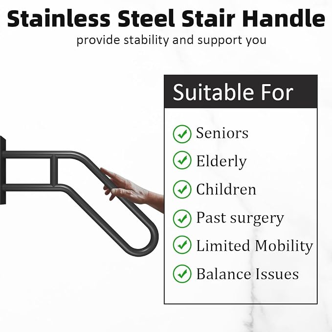 Hand Rails for Outdoor Steps Stair Railing Indoor Rail Metal Heavy Duty - Image 2