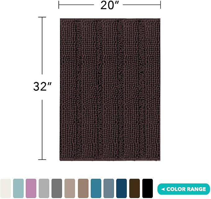 Turquoize Chenille Bath Rugs Non Slip Shaggy Extra Soft and Absorbent Area Rug - Image 2