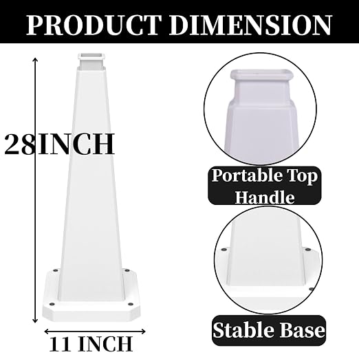 BESEA 3 Pack 28" Bright White Traffic Safety Cones - Image 2