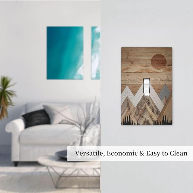 Wooden Planks Mosaic Snow Mountain Sun Decorative Light Switch Cover 1 Gang - Image 7