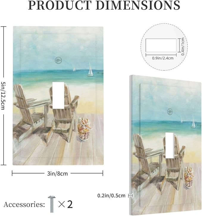 Light Switch Cover Beach Beach Chair Seascape Blue Ocean 1 Gang Wall Plate - Image 5