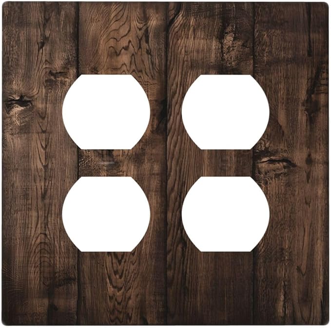 Rustic Brown Wood Plank Vintage Wooden Texture Print Outlet Covers 2 Gang by Unknown
