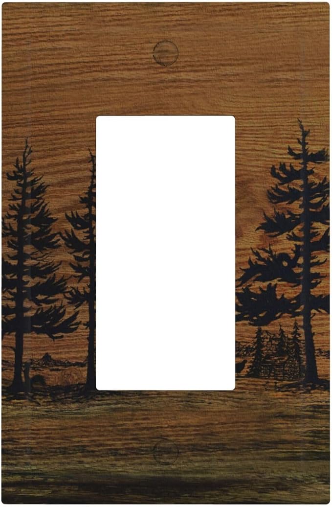 Decorative Outlet Covers Rustic Farmhouse Brown Board Pine Tree Wood Grain 1 by VGHOKO