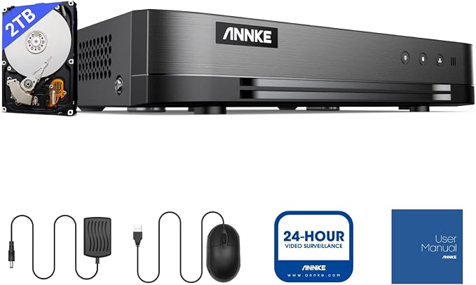 ANNKE 16CH 1080P Lite Hybrid 5-in-1 CCTV DVR, Motion Detection, H.265+ Security - Field & Grace