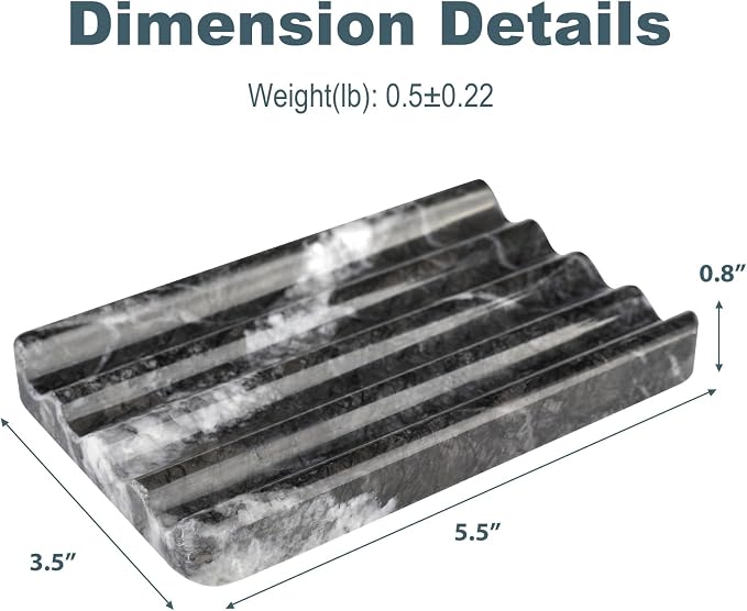 Marble Soap Dish, Bar Soap Holder Shower, Easy Cleaning Natural Stone Sponge - Image 5