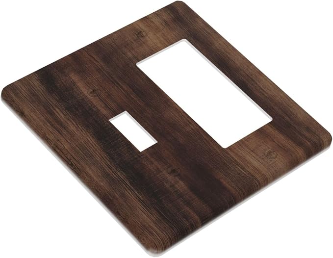 Decorative Outlet Covers Rustic Farmhouse Brown Wood Barn Door 2-Gang Combo - Image 3